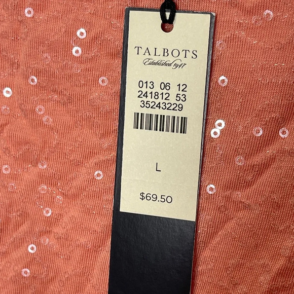 Talbots Coral Sequin Tank Top - Picture 3 of 7
